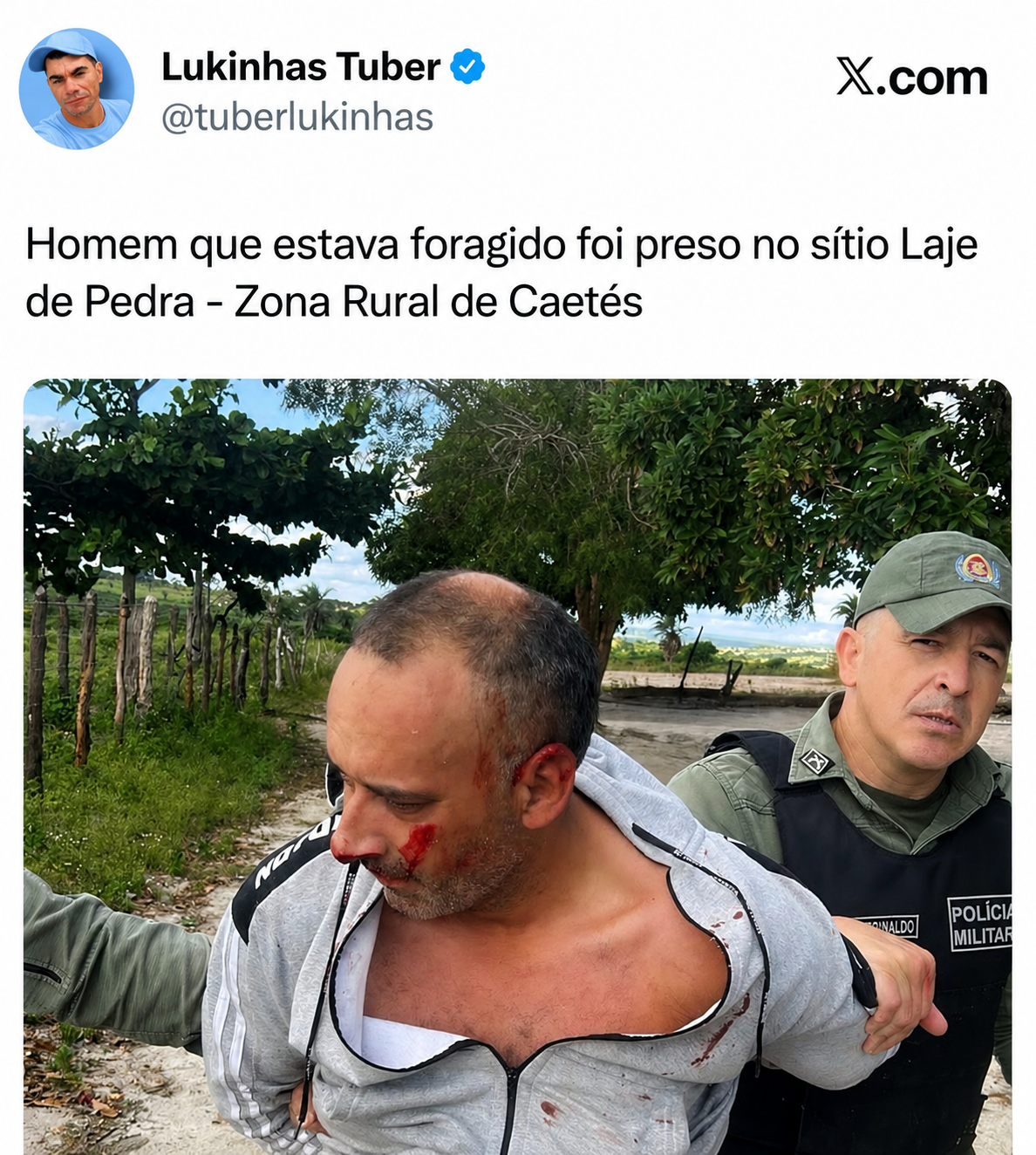 Foragido da Justiça é preso pela Polícia Militar na zona rural de Caetés após operação no Sítio Laje de Pedra